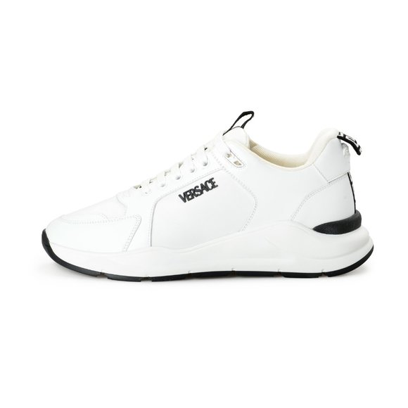 Versace Men's White Canvas Leather Logo Sneakers Shoes - Picture 2 of 8